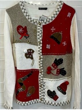 NWT Vintage Christmas Sweater Kitschy Embellished Beaded